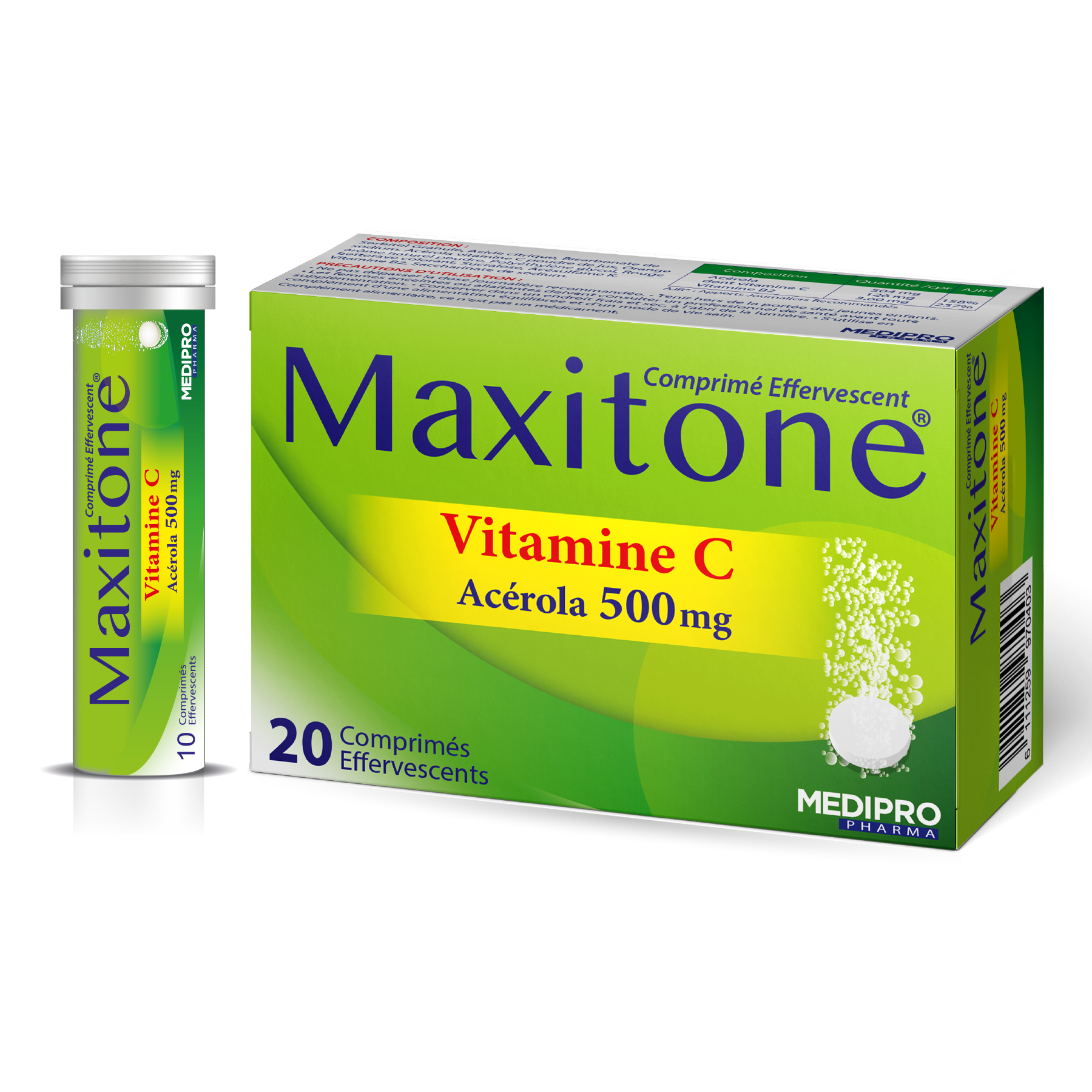 MAXITONE, Vitamine C & Acerola Comprimé effervescent